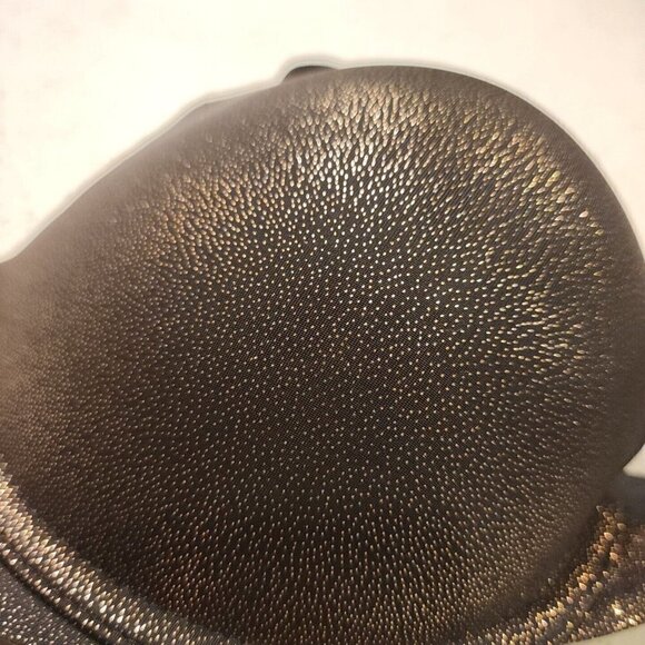 Victorias Secret Push Up Bra 32D Black Gold Metallic Padded Underwire - Picture 2 of 7